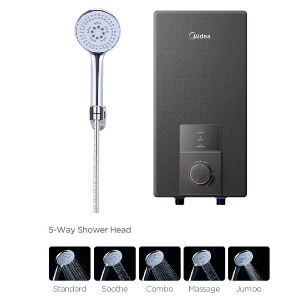 เครื่องทำน้ำอุ่น Midea MWH-38MMBNTH(C)-CS 3800 วัตต์ สีดำ (ไม่รวมติดตั้ง)_3